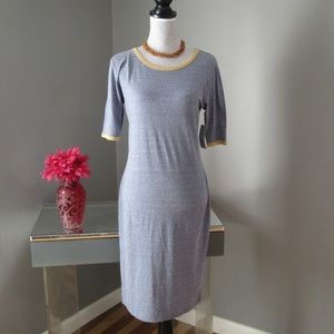 NEW LuLaRoe Julia Gray & Mustard Dress Size M